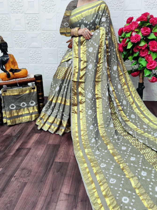 VIP Bandhej Printed Cotton Non Catalog Sarees